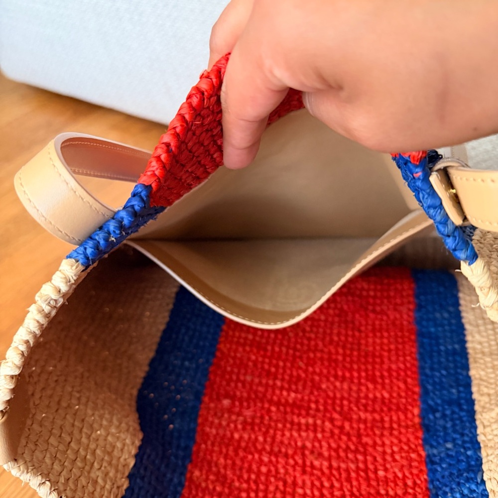 RABANNE LOGO-EMBOSSED RAFFIA BASKET BAG - Picture 9 of 11